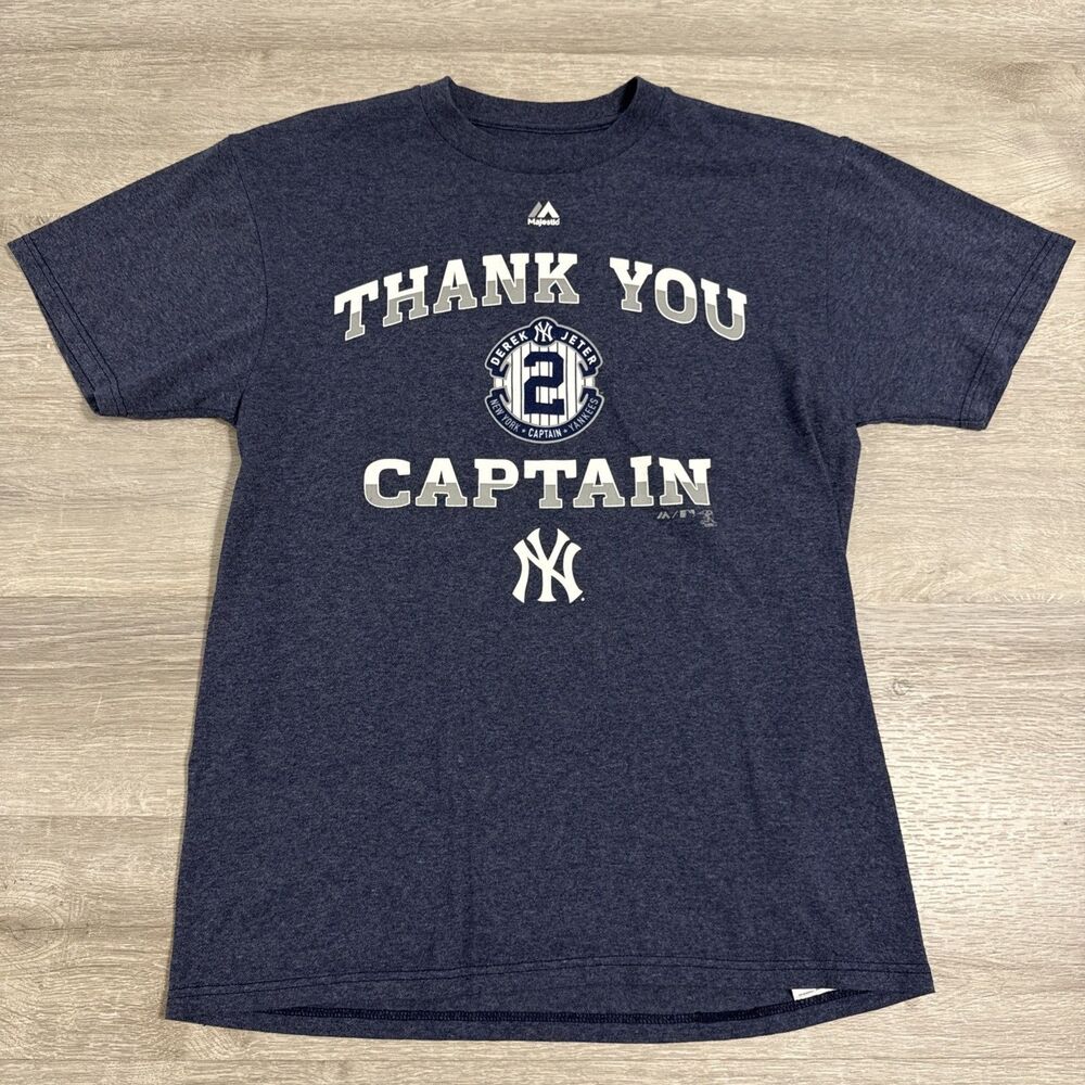 Derek Jeter Shirt New York Yankees Baseball Majestic Men's Blue Medium Tee